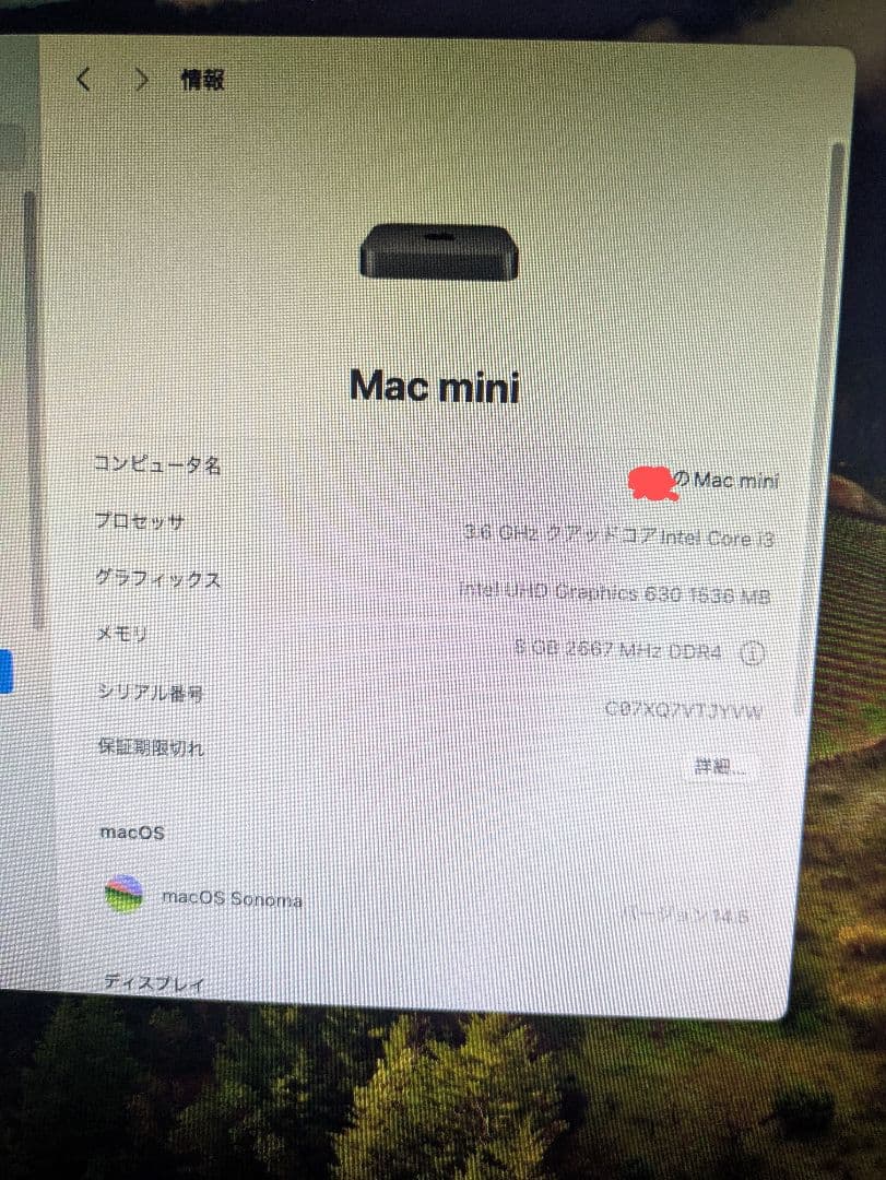 Apple Mac mini 2018 i3 メモリ8gb ssd128gb