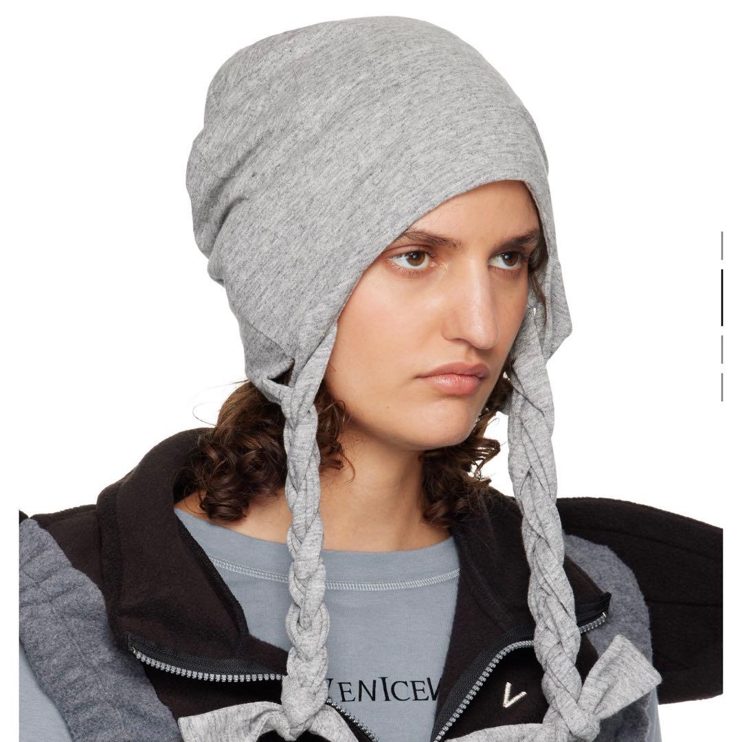 VENICEW グレー Pigtail ビーニー ニット帽 編み込み