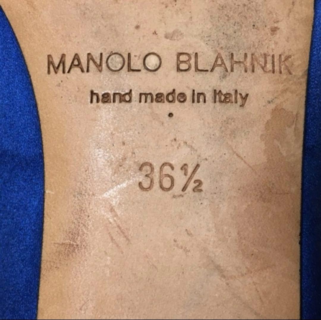 MANOLO BLAHNIK(マノロブラニク) ネイビーハンギシ　フラット