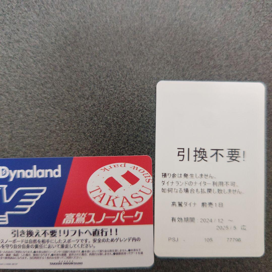 ダイナランドと高鷲スノーパークの引換不要リフト券2枚セット