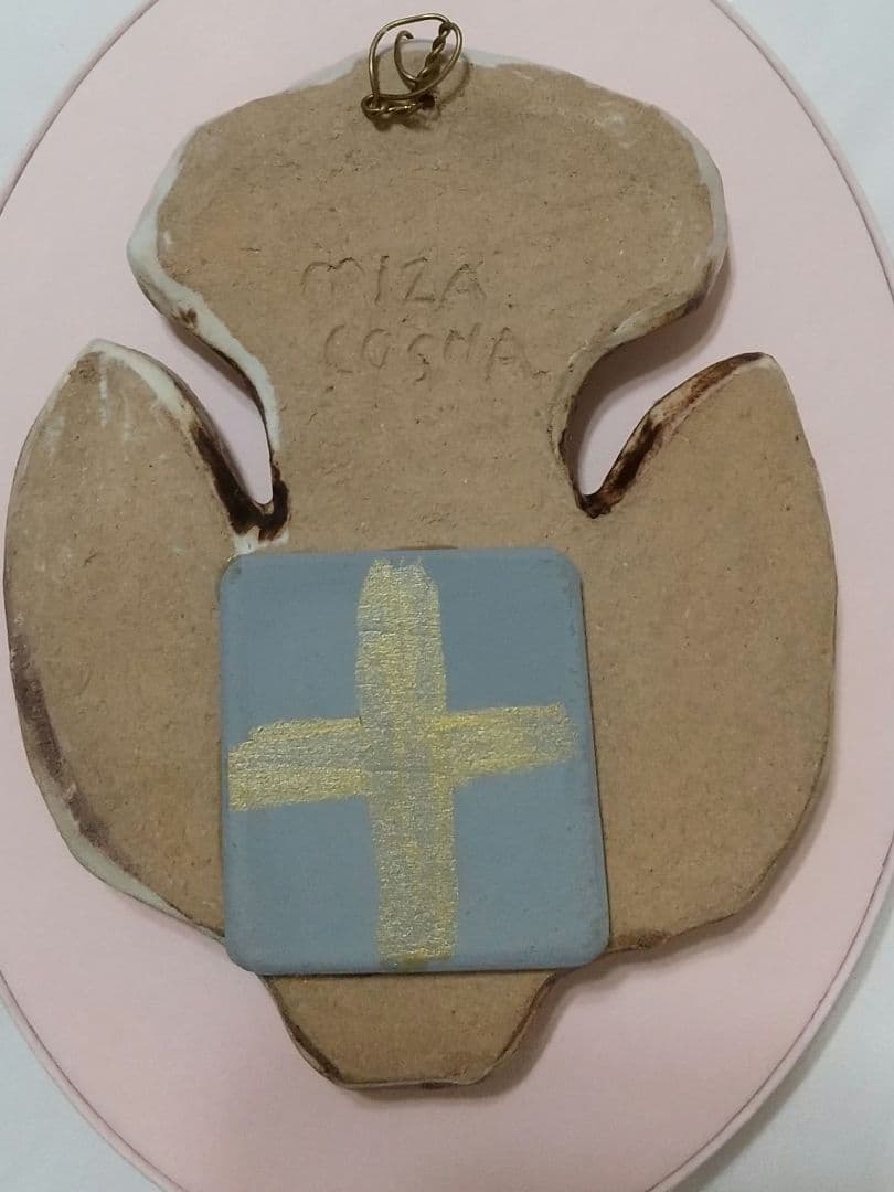 ♡ミシャコシャ壁掛けミラーピンク髪の可愛い女の子作家陶器作家置物作家ぬいぐるみ