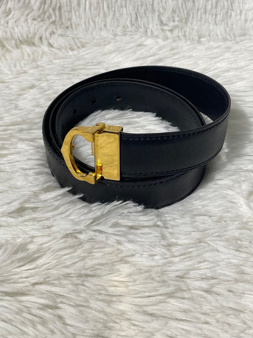 カルティエ must de Cartier 本革　レザーベルト 黒 ゴールド金具