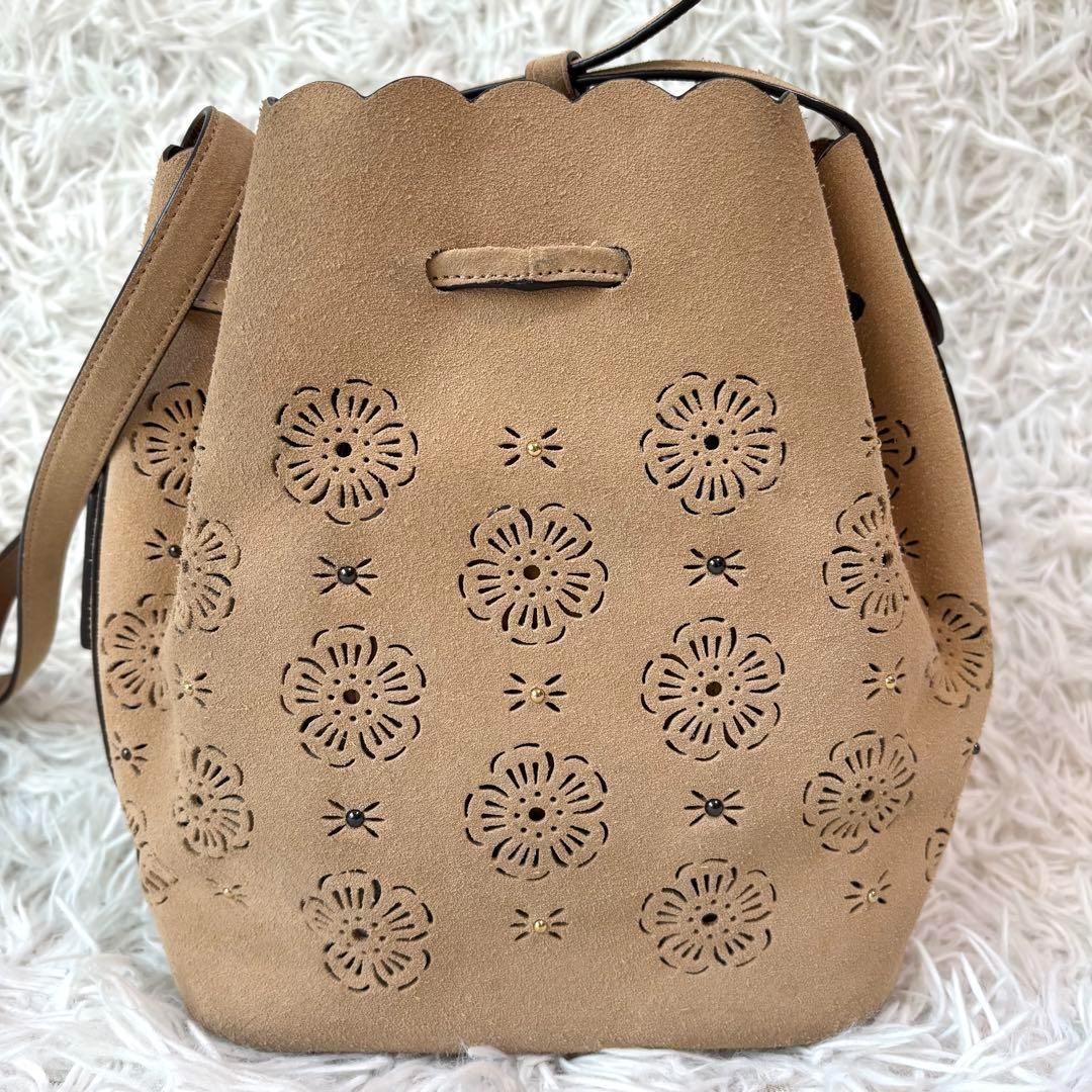 ✨希少/美品✨コーチ ショルダーバッグ ティーローズ パンチング スエード調