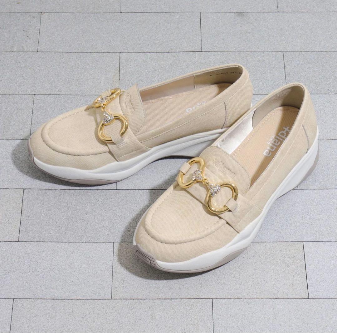 プラスダイアナ ＋diana カジュアルビットローファー アイボリー人工スムース