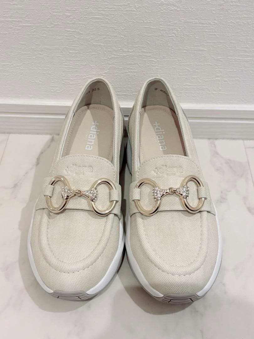 プラスダイアナ ＋diana カジュアルビットローファー アイボリー人工スムース