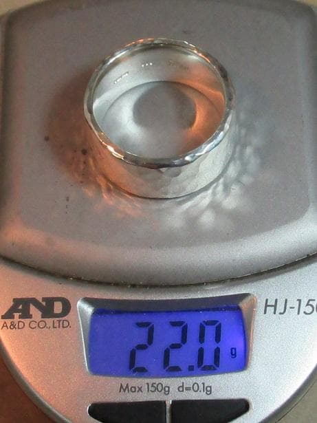 ★手作り★シルバー９５０槌目柄特太リング２６.５号