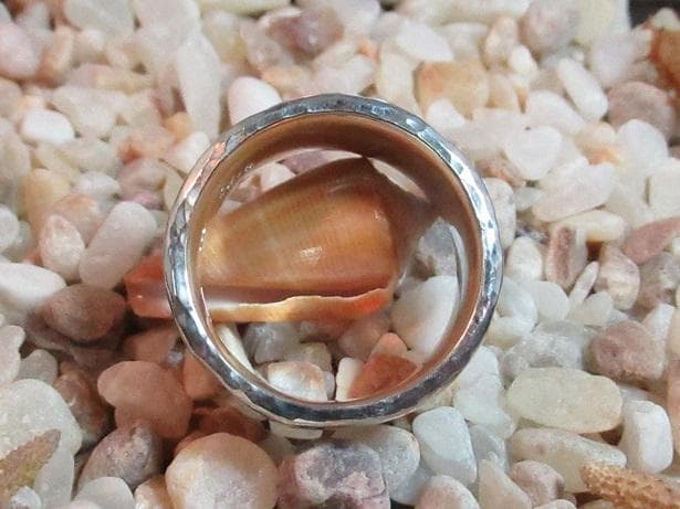 ★手作り★シルバー９５０槌目柄特太リング２６.５号