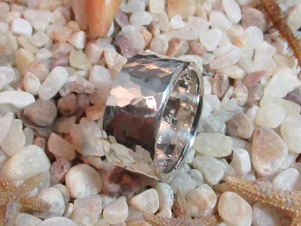 ★手作り★シルバー９５０槌目柄特太リング２６.５号