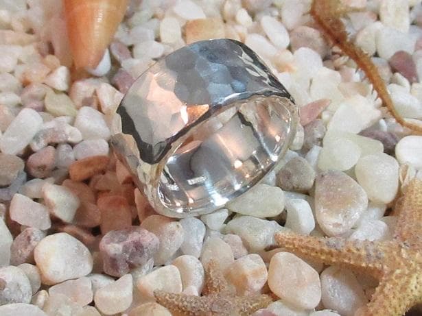 ★手作り★シルバー９５０槌目柄特太リング２６.５号