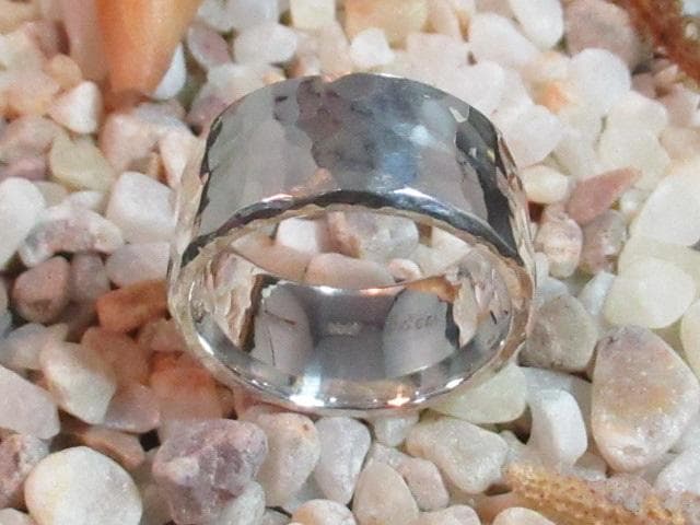 ★手作り★シルバー９５０槌目柄特太リング２６.５号