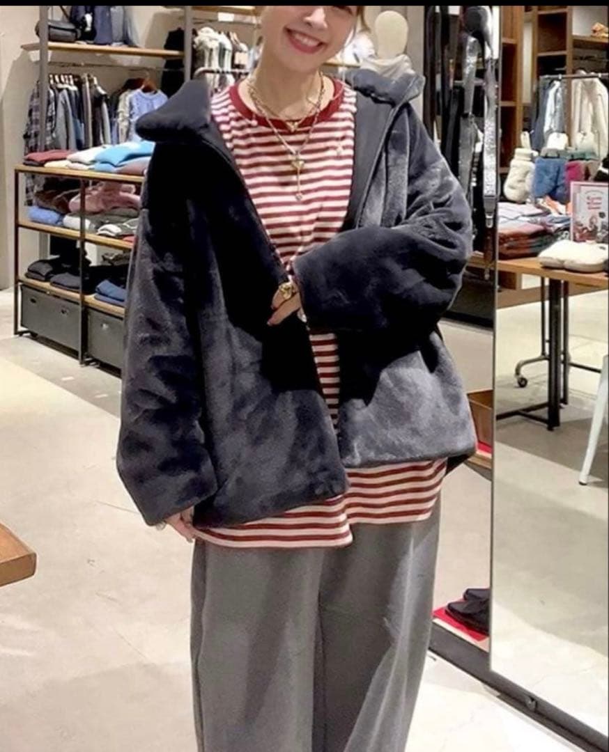 完売品新品タグ付[MODE NORM CORE] ベルベットファーフードブルゾン