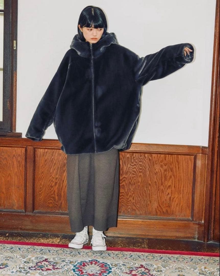 完売品新品タグ付[MODE NORM CORE] ベルベットファーフードブルゾン