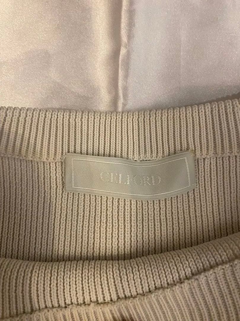 CELFORD アイボリー 長袖ひざ丈ワンピース36