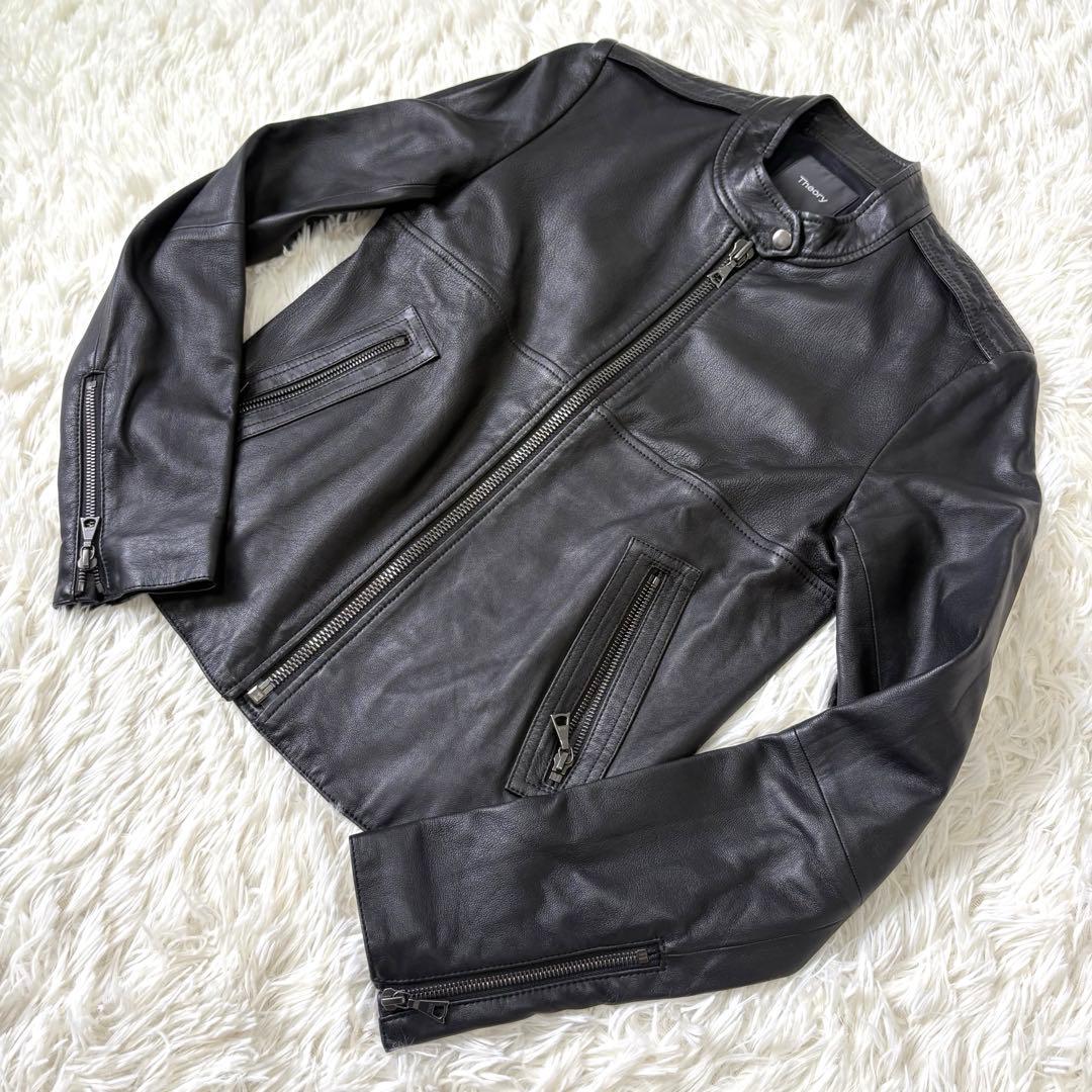 【極美品】Theory セオリー　ラムレザー　シングル　ライダースジャケット