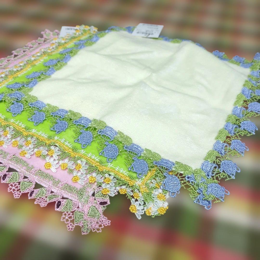 連休割　近沢レース　タオルハンカチ　ティータイム　カモミール　桜餅