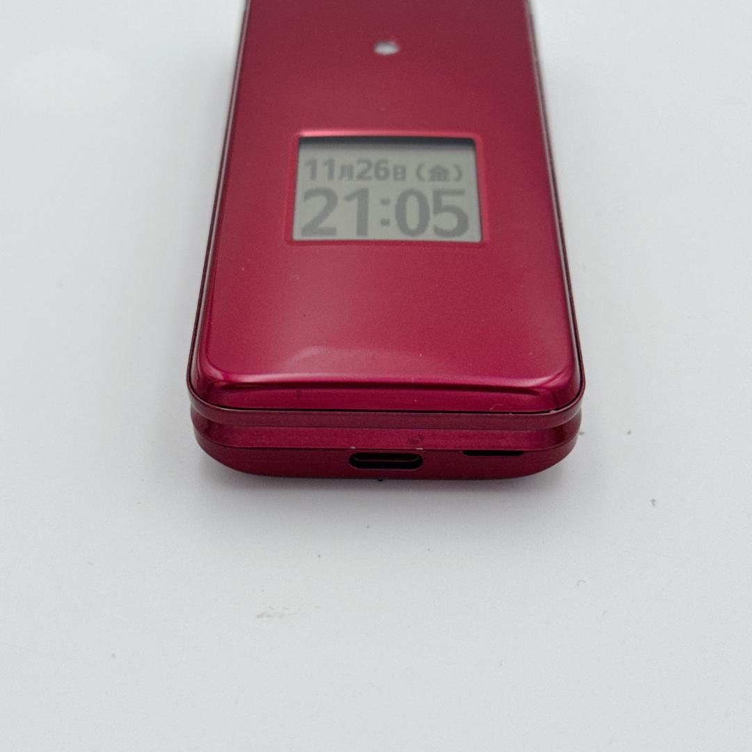 【ほぼ未使用】au かんたんケータイ ライト KYF43 ワインレッド