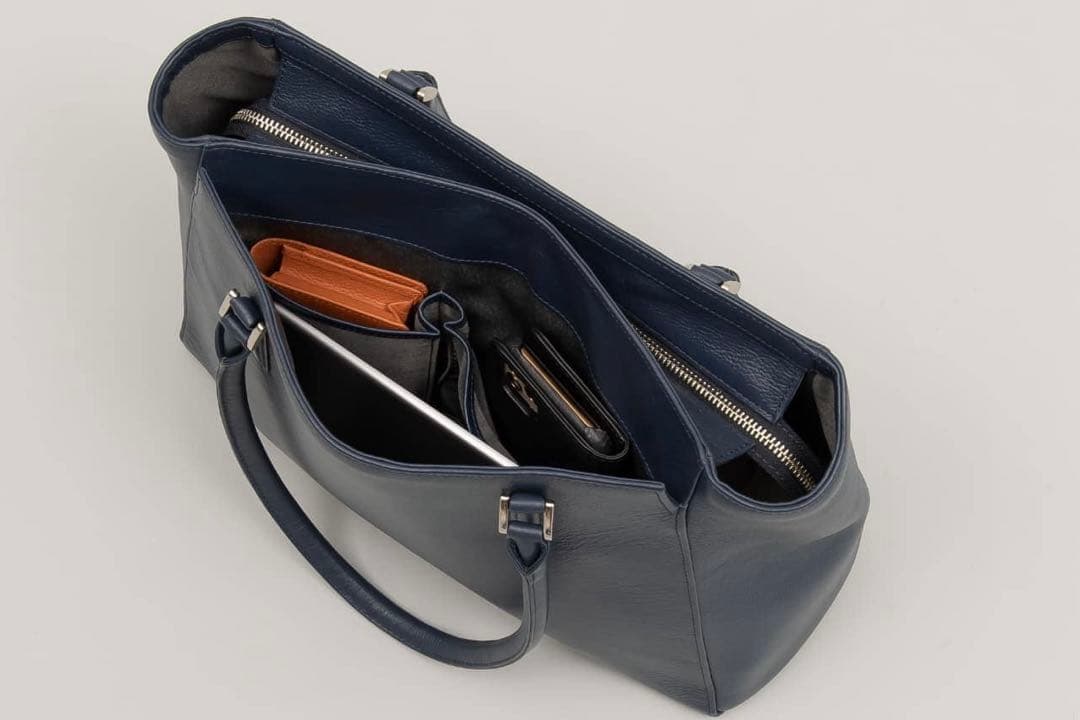 【新品】ビジネスレザーファクトリー トートバッグ ブラックグリーン 通勤