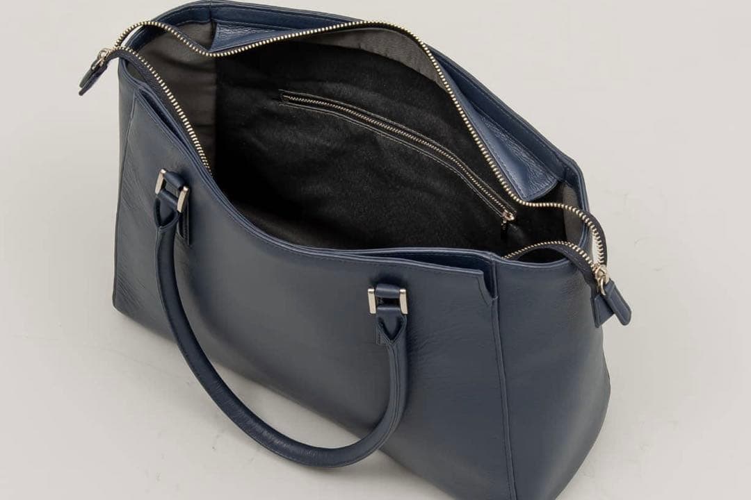 【新品】ビジネスレザーファクトリー トートバッグ ブラックグリーン 通勤