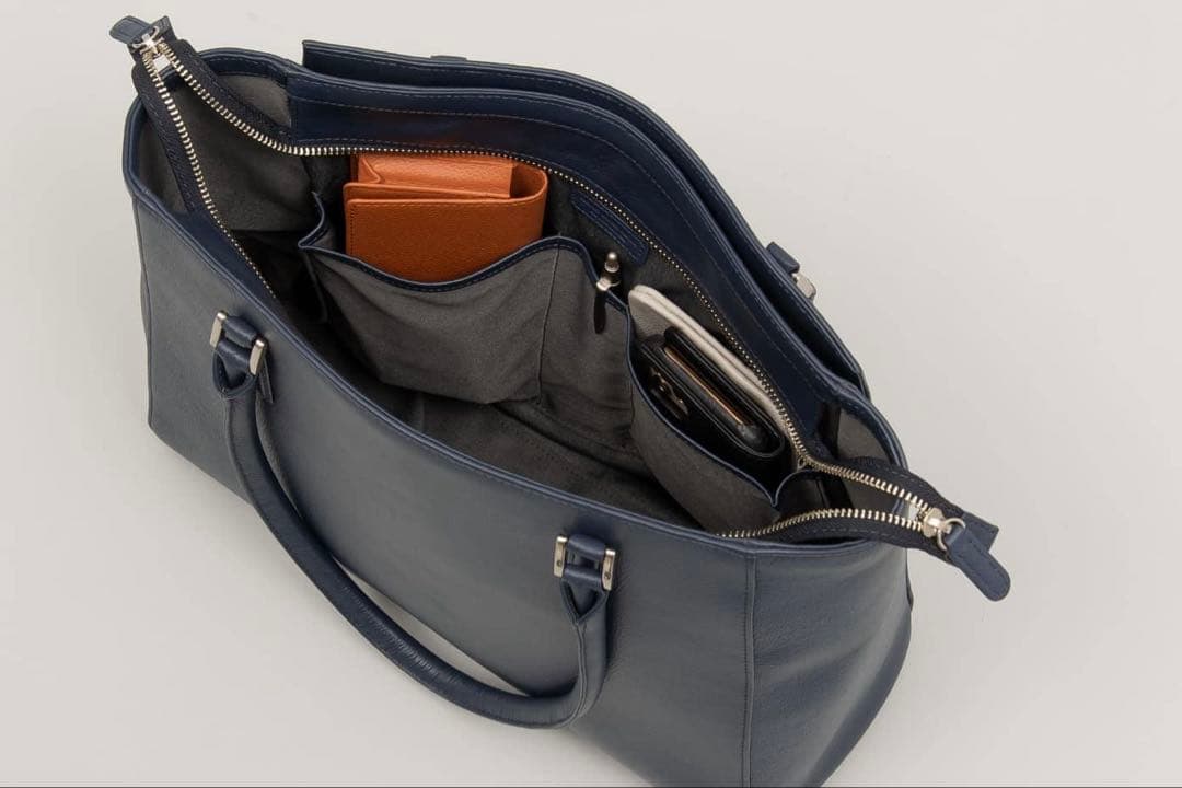 【新品】ビジネスレザーファクトリー トートバッグ ブラックグリーン 通勤