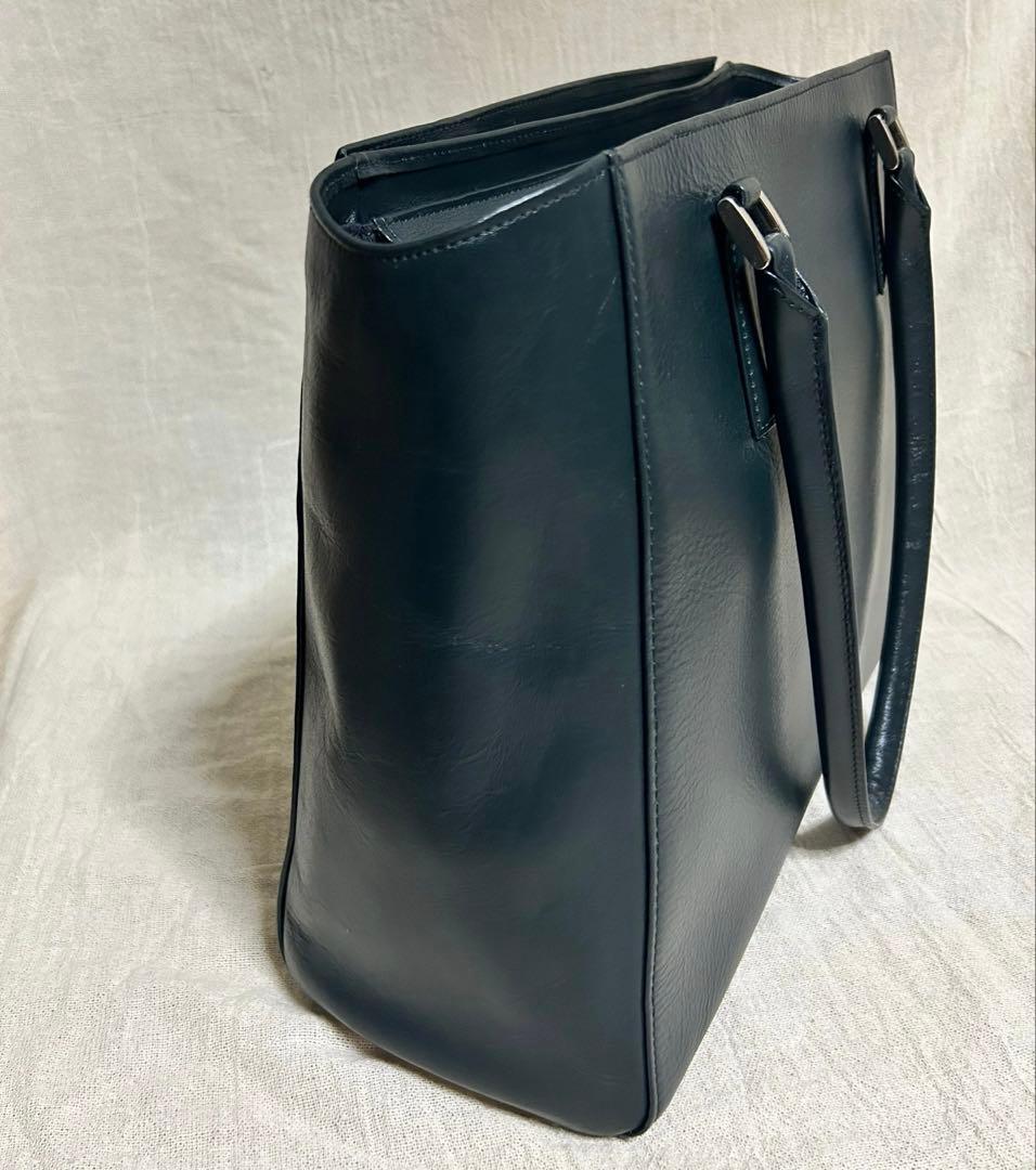 【新品】ビジネスレザーファクトリー トートバッグ ブラックグリーン 通勤