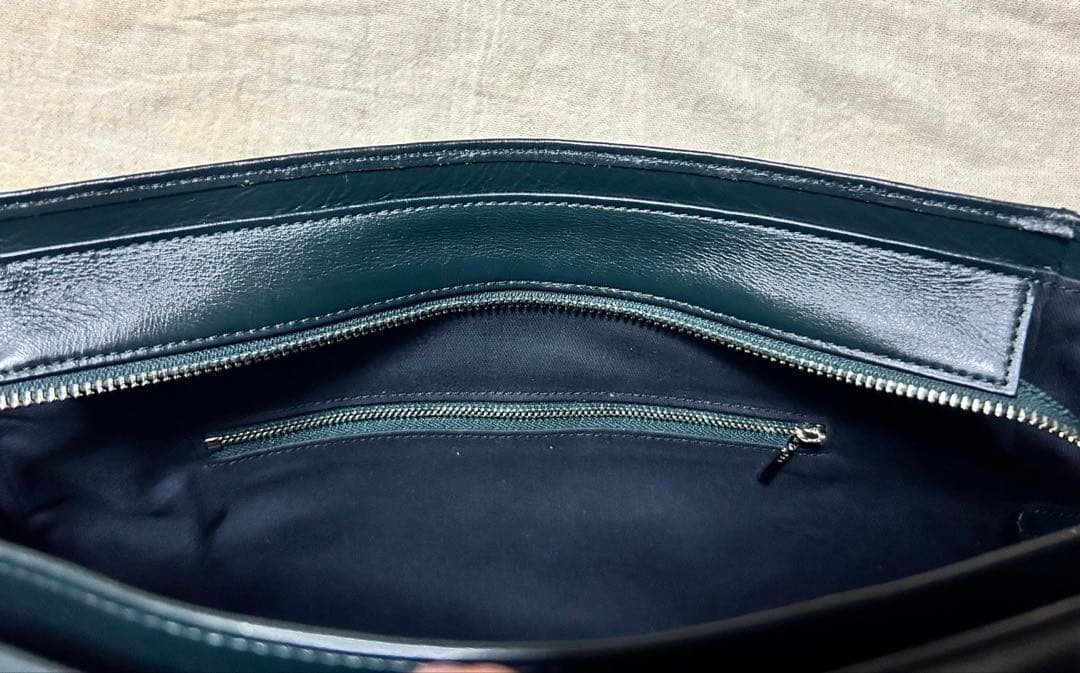 【新品】ビジネスレザーファクトリー トートバッグ ブラックグリーン 通勤