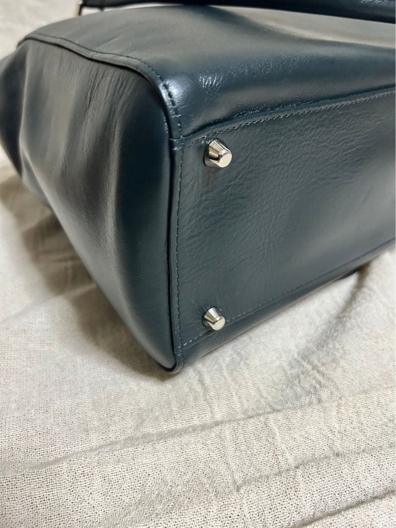 【新品】ビジネスレザーファクトリー トートバッグ ブラックグリーン 通勤