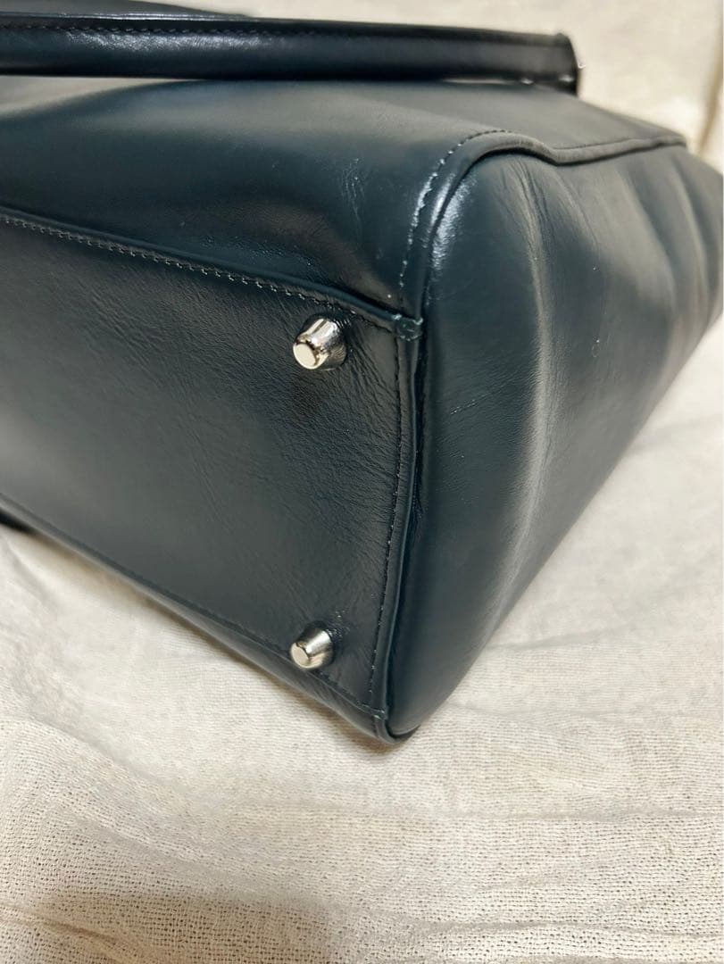 【新品】ビジネスレザーファクトリー トートバッグ ブラックグリーン 通勤