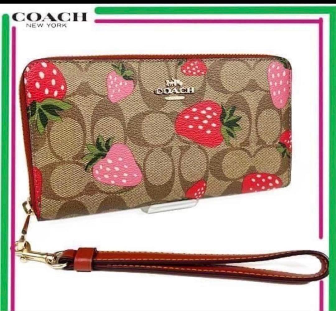 コーチ 長財布 ストロベリー