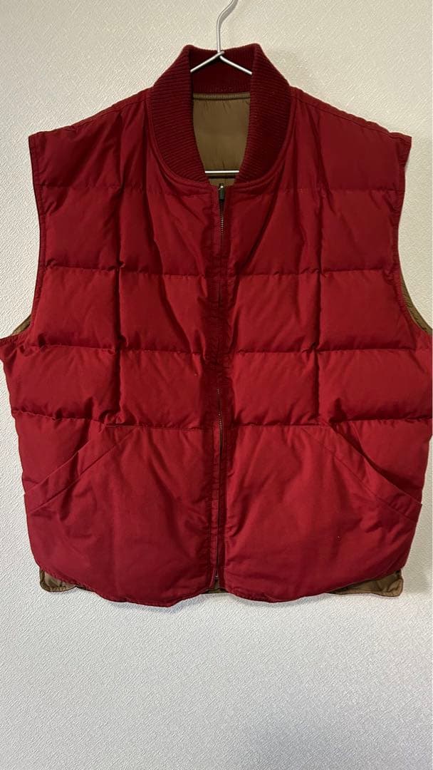 00sエディーバウアー リバーシブル ダウンベスト 赤 ベージュ