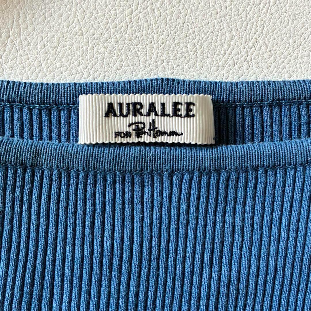 オーラリー　2022　ロンハーマン別注　リブボートネック プルオーバー　ブルー