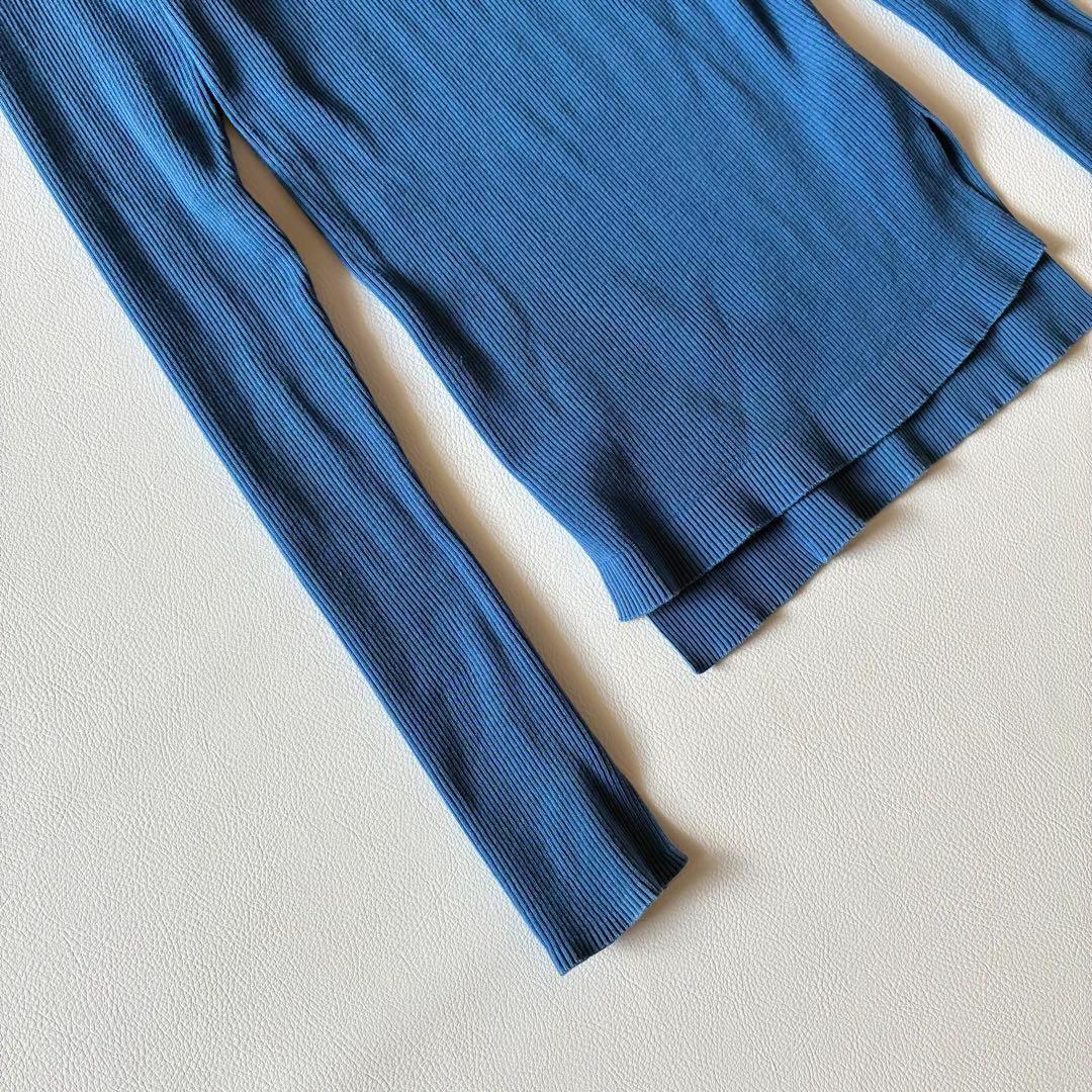 オーラリー　2022　ロンハーマン別注　リブボートネック プルオーバー　ブルー