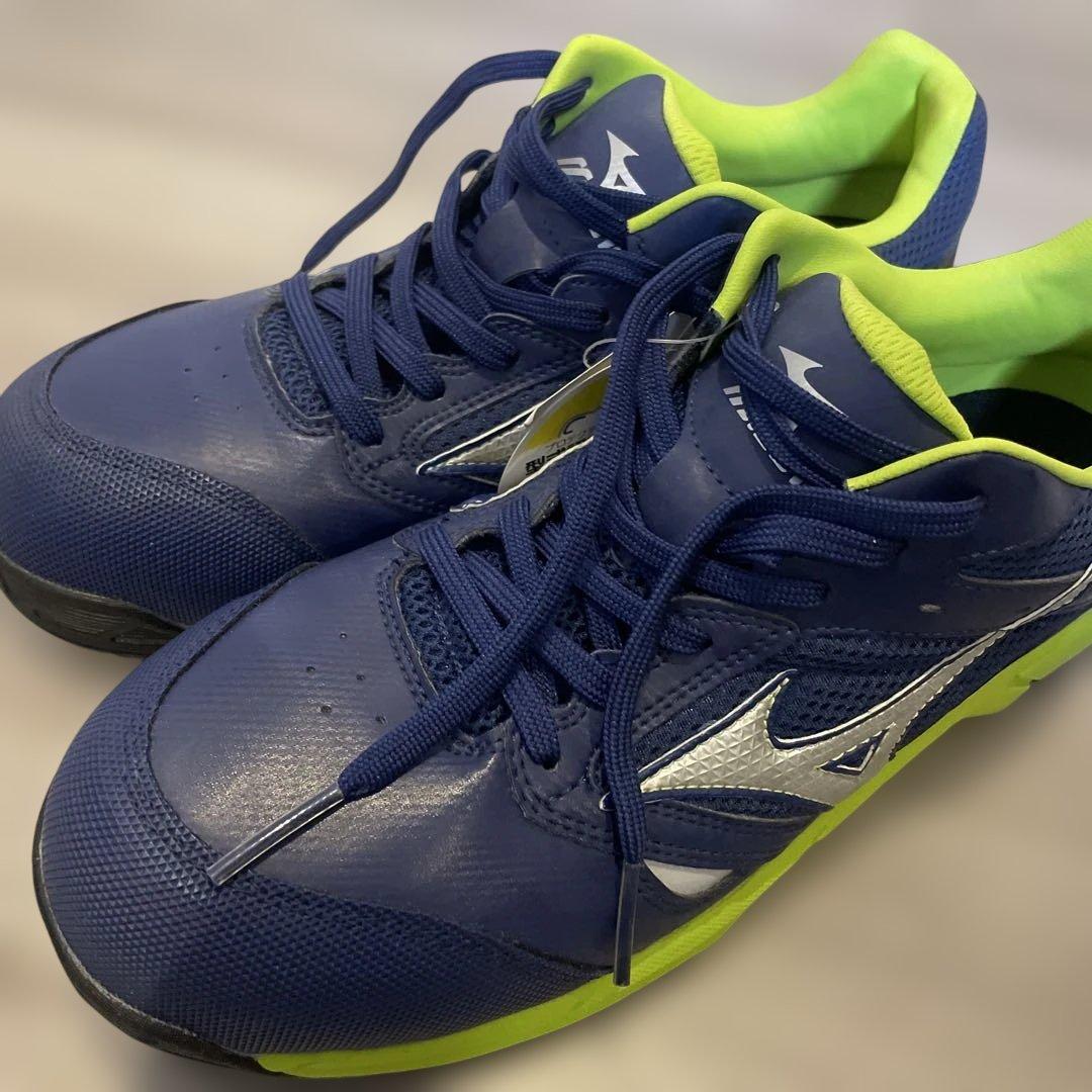 新品未使用品 Mizuno 安全靴 赤/ネイビーライム 25㌢ お得2足セット