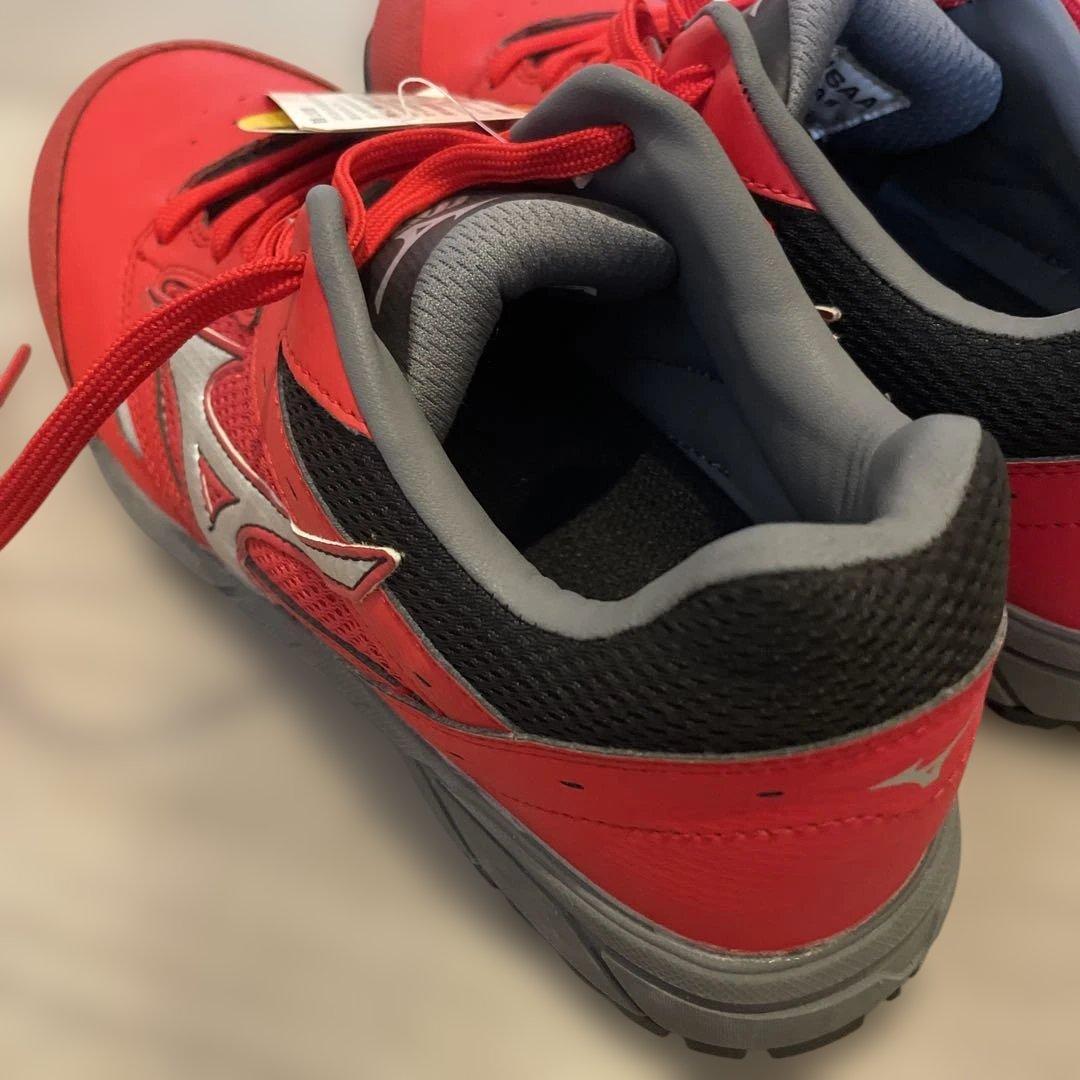 新品未使用品 Mizuno 安全靴 赤/ネイビーライム 25㌢ お得2足セット