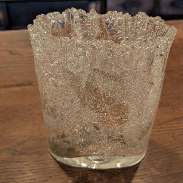 晴耕社ガラス工房 荒川尚也作 ガラス オーバル花器