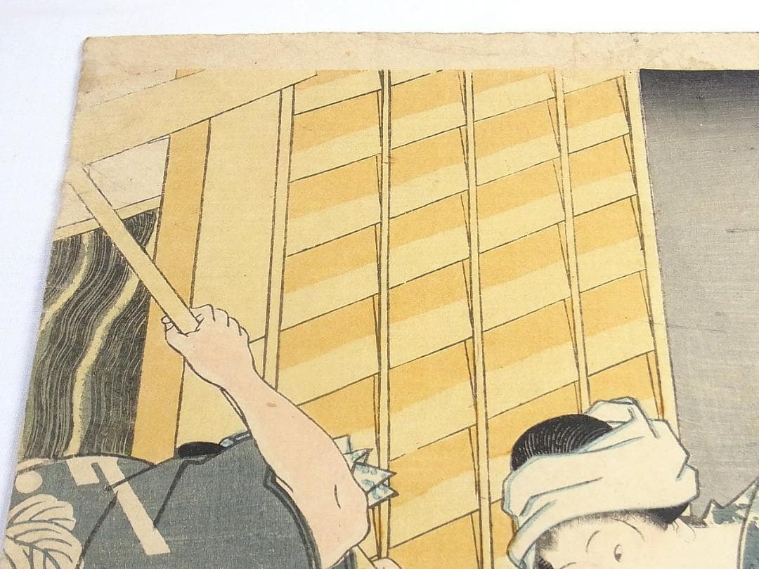 歌川国貞 浮世絵 木版画 餅つき風景2枚セット 年中行事 美人画 江戸時代