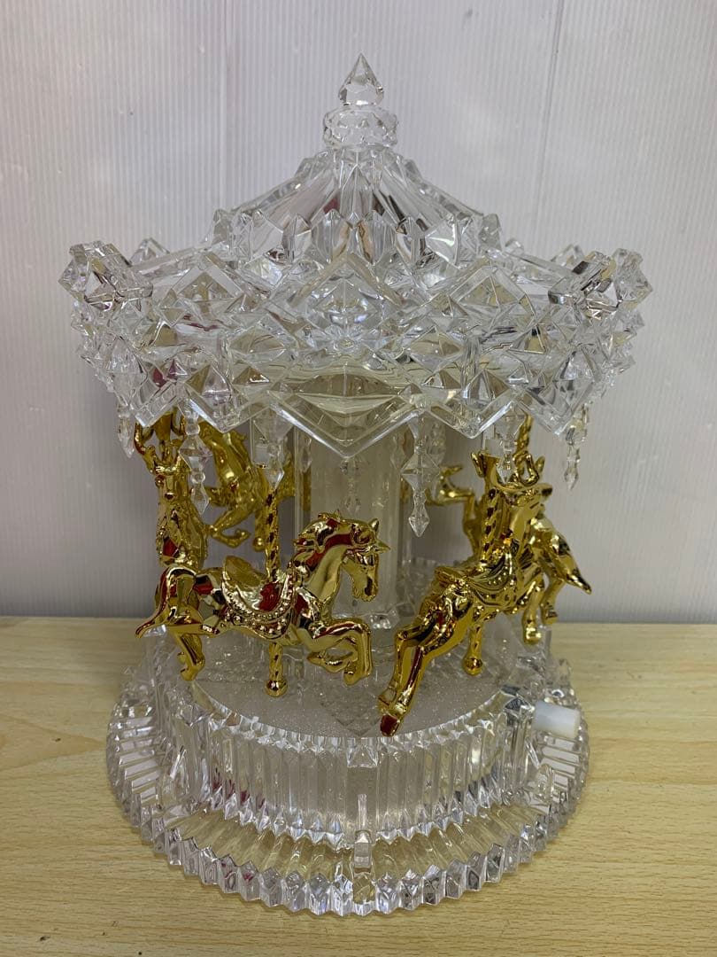 さくら【中古HARMONIERハルモニアアクリルLEDカルーセルオルゴール