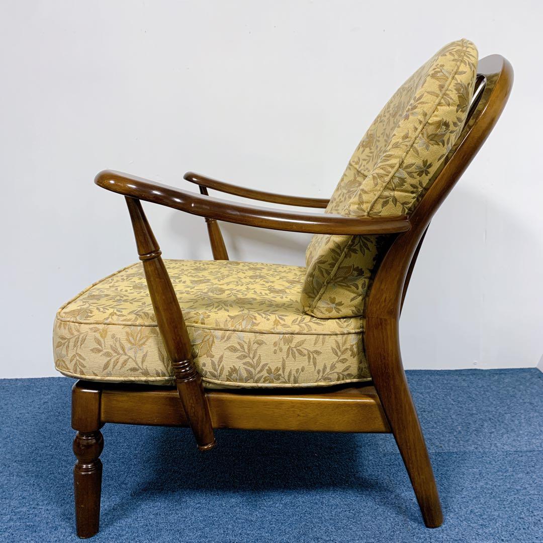 【美品】karimoku カリモク 1人掛けソファー 花柄 レトロ 高級家具
