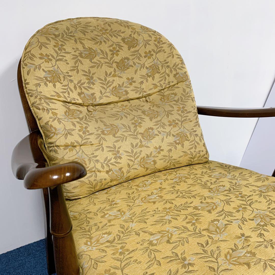 【美品】karimoku カリモク 1人掛けソファー 花柄 レトロ 高級家具