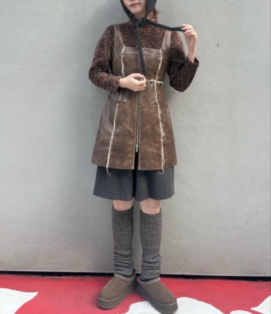 MAISON SPECIAL レザーフロントジップトップス