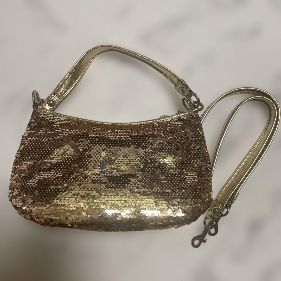 COACH / ポピー 2way スパンコール ハンドバッグ ゴールド