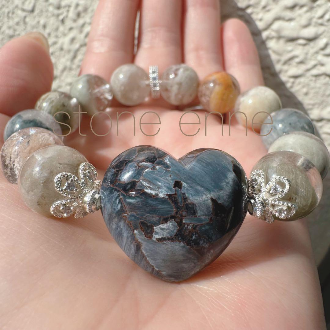 天然石　ハンドメイドブレス　ピーターサイト　ガーデン　デニム　⚠︎少し傷あり特価！