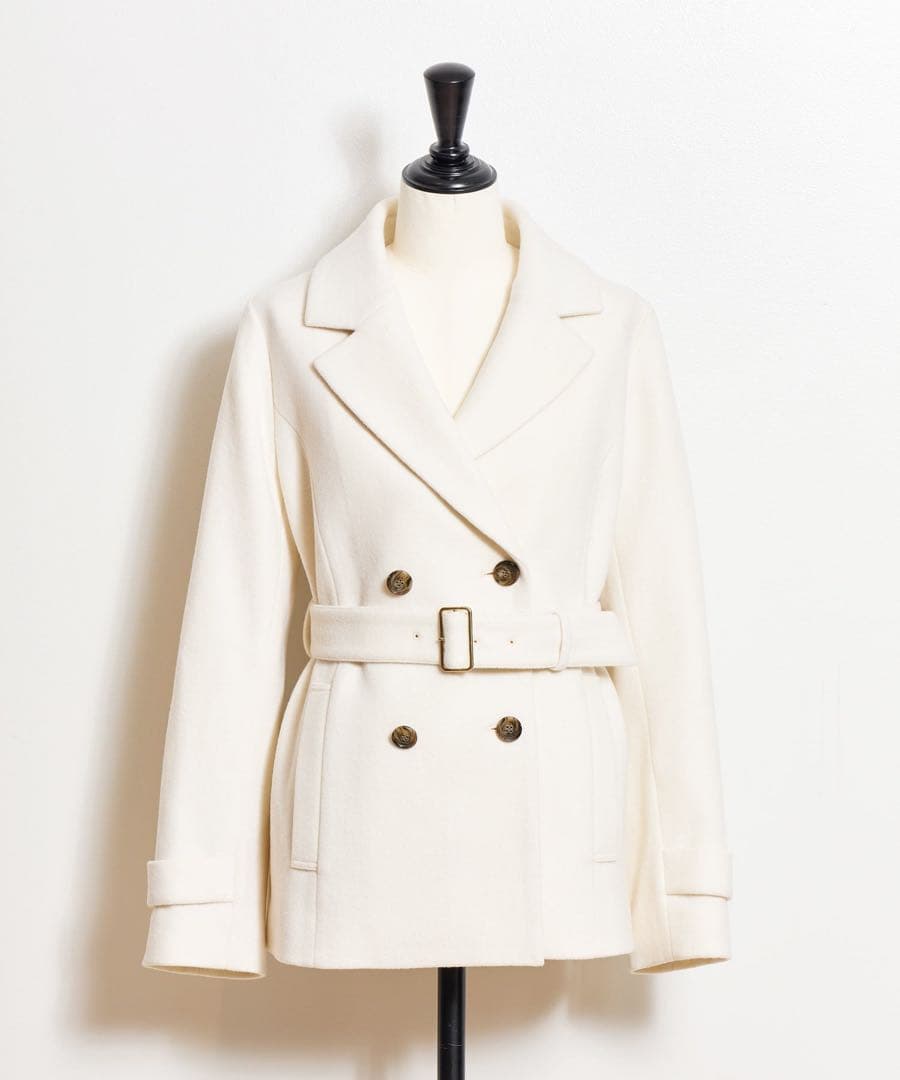 SALE Noela 新品 ケープ2wayミディウールコート オフホワイト S