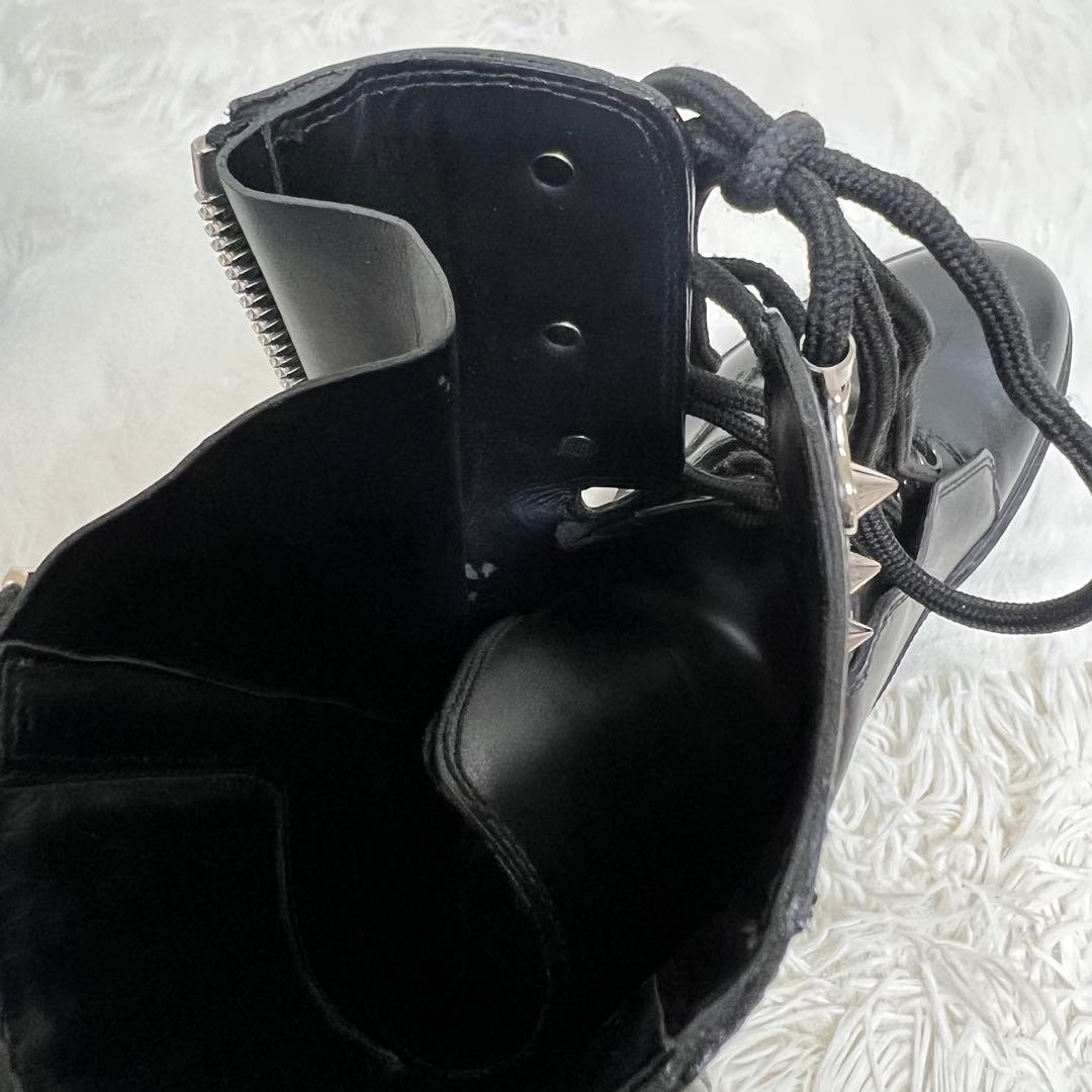 セルジオロッシ　スタッズワークブーツ　ショートブーツ　レースアップ　サイドジップ