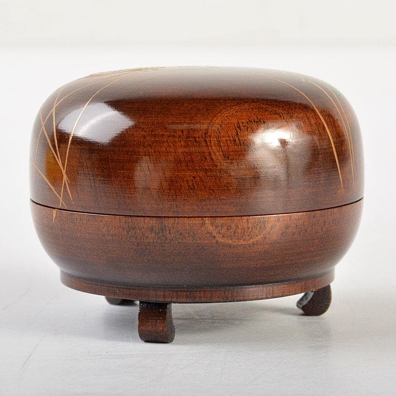 ゆきぴー　茶道具　中谷博峰作螺鈿装飾　鈴虫蒔絵ミッ脚香合共箱　V　6776