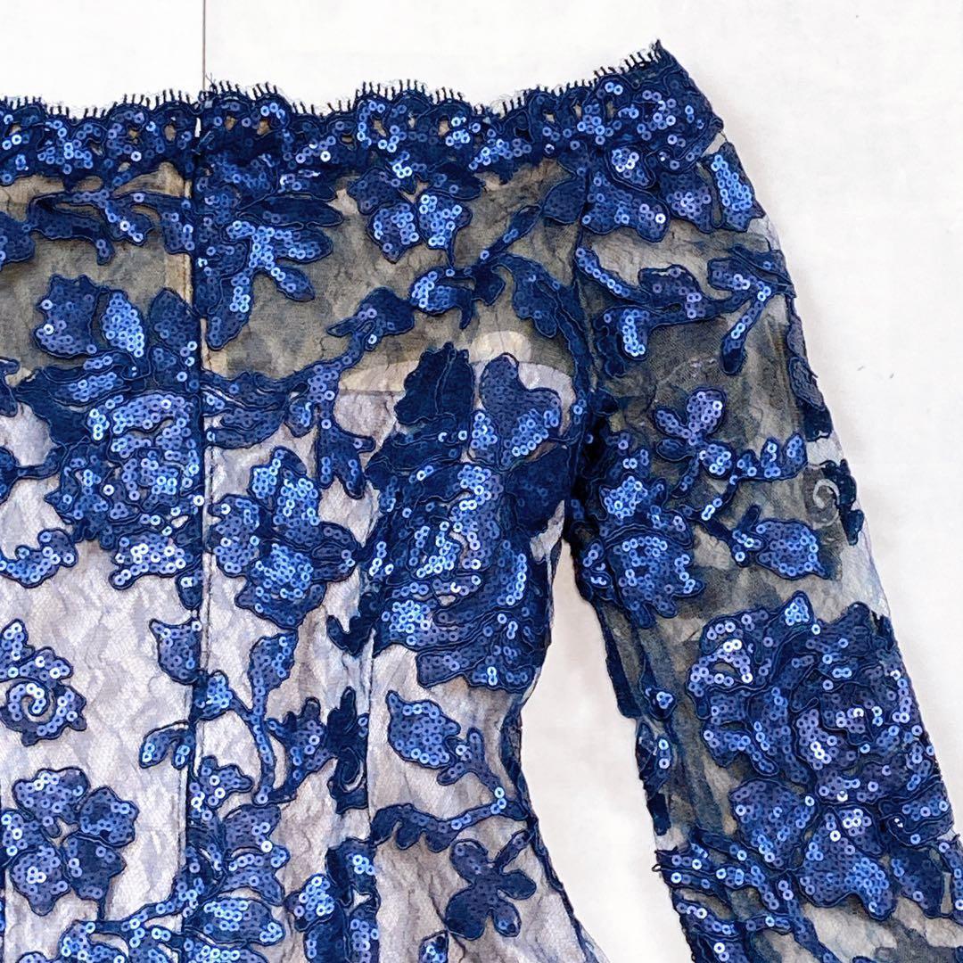 美品 タダシショージ 高級ドレス スパンコール 総コードレース