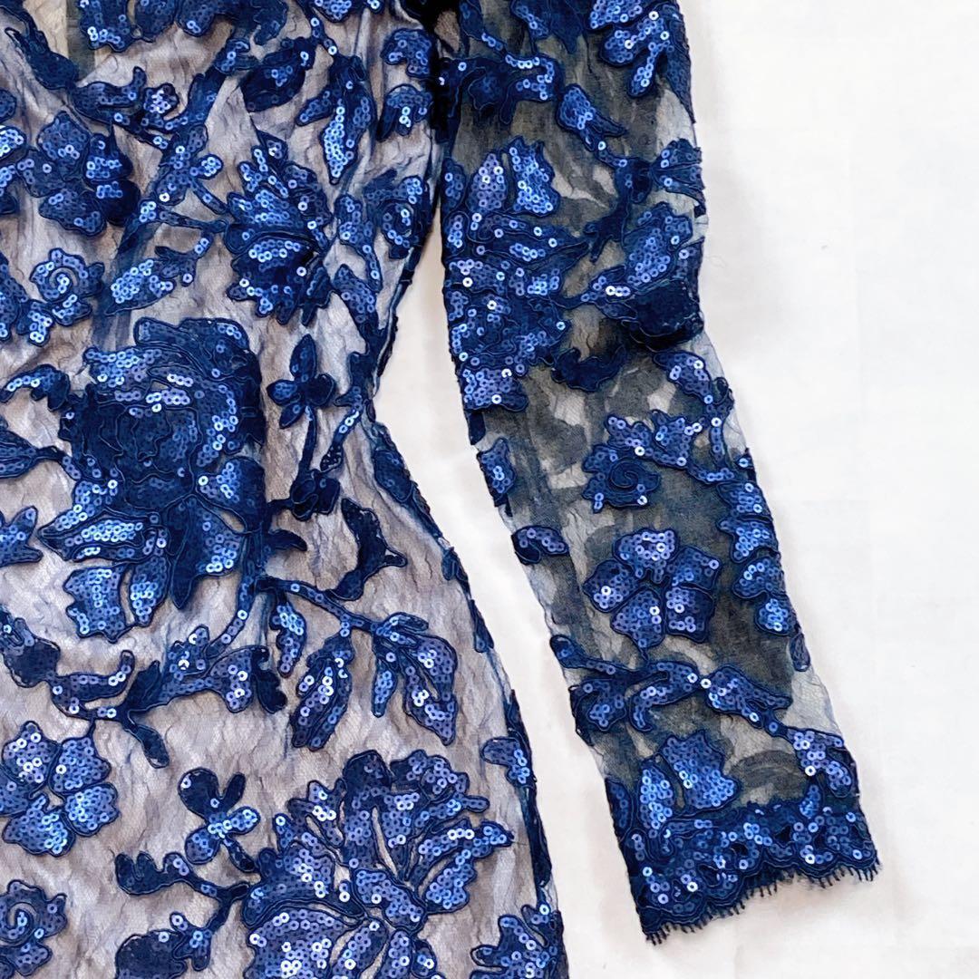 美品 タダシショージ 高級ドレス スパンコール 総コードレース