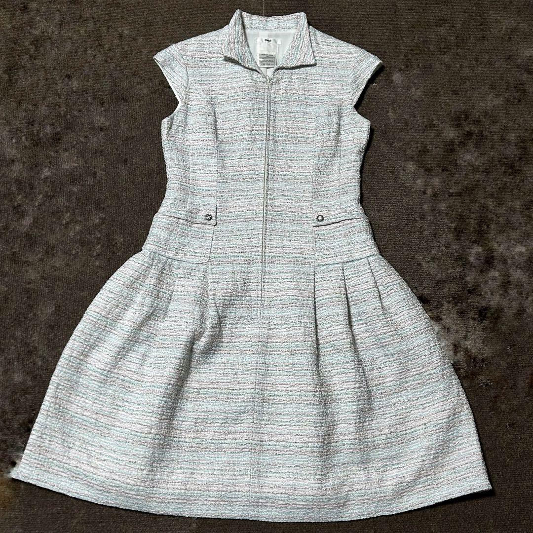 極美品✨ルネ Rene TISSUE フロントジップ ツイード　ワンピース 38