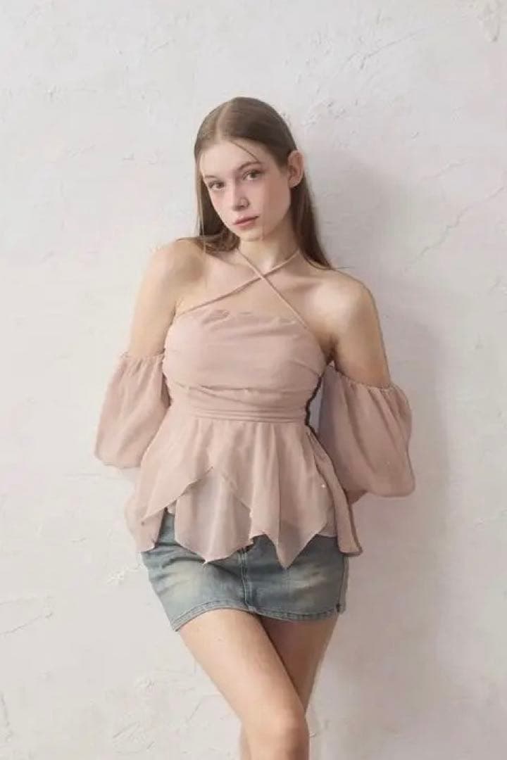 即日発送　YILON BIJOU OFFSHOULDER BLOUSE