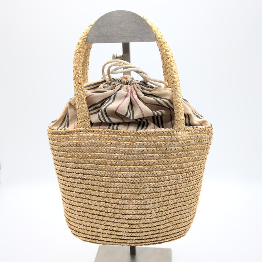 良品✨　バーバリー ハンドバッグ かごバッグ ノヴァチェック ストロー ベージュ