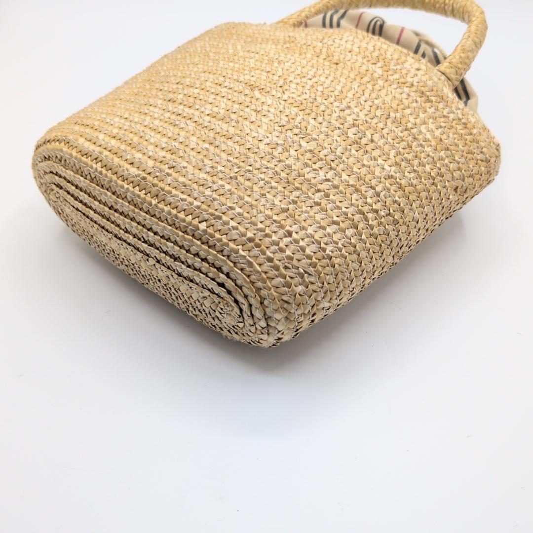 良品✨　バーバリー ハンドバッグ かごバッグ ノヴァチェック ストロー ベージュ